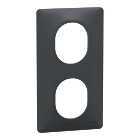 Plaque de finition 2 postes Schneider Electric Ovalis S340724 coloris anthracite l.87 x P.10 x H.158 mm