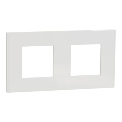 Plaque de finition 2 postes Schneider Electric Unica Déco Essentielle NU600418 coloris blanc l.159,6 x P.10,25 x H.85 mm