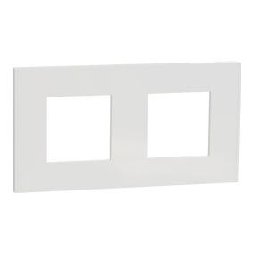 Plaque de finition 2 postes Schneider Electric Unica Déco Essentielle NU600418 coloris blanc l.159,6 x P.10,25 x H.85 mm