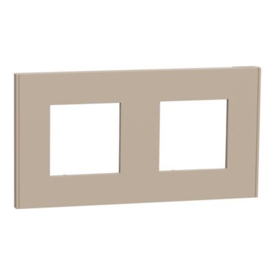 Plaque de finition 2 postes Schneider Electric Unica Déco Essentielle NU600426 coloris taupe l.159,6 x P.10,25 x H.85 mm