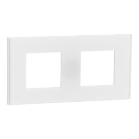 Plaque de finition 2 postes Schneider Electric Unica Déco Signature NU600479 coloris blanc translucide l.163 x P.10,25 x H.85 mm