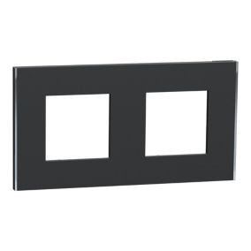 Plaque de finition 2 postes Schneider Electric Unica Déco Subtile NU600443 coloris anthracite avec liseré argent l.159,6 x P.10,25 x H.85 mm