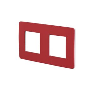 Plaque de finition 2 postes Schneider Electric Unica Studio Color NU280413F coloris rouge avec liseré blanc l.156 x P.10 x H.85 mm