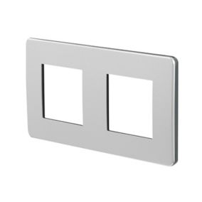 Plaque de finition 2 postes Schneider Electric Unica Studio Métal NU280456F coloris blanc aluminium avec liseré noir l.156 x P.10 x H.85 mm