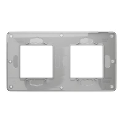 Plaque de finition 2 postes Schneider Electric Unica Studio Métal NU280456F coloris blanc aluminium avec liseré noir l.156 x P.10 x H.85 mm