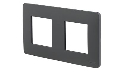 Plaque de finition 2 postes Schneider Electric Unica Studio NU200454F coloris anthracite l.156 x P.10 x H.85 mm