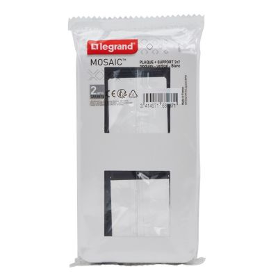 Plaque de finition 2x2 modules Legrand Mosaïc 0 994 73 coloris blanc l.153 x P.9 x H.82 mm