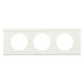 Plaque de finition 3 postes Legrand Céliane 0 690 13 coloris corian® cannelé l.242 x P.9,1 x H.83 mm