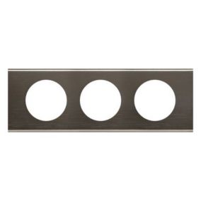 Plaque de finition 3 postes Legrand Céliane 0 690 33 coloris black nickel l.242 x P.8,5 x H.83 mm