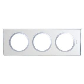 Plaque de finition 3 postes Legrand Céliane 0 691 23 coloris verre miroir l.242,5 x P.8,5 x H.82 mm