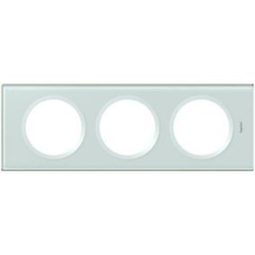 Plaque de finition 3 postes Legrand Céliane 0 693 13 coloris verre kaolin l.242,5 x P.8,5 x H.82 mm