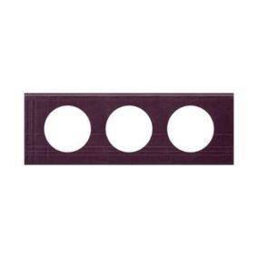 Plaque de finition 3 postes Legrand Céliane 0 694 43 coloris cuir pourpre couture l.242 x P.9,2 x H.82 mm