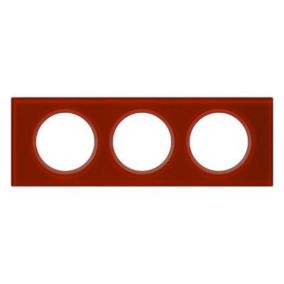 Plaque de finition 3 postes Legrand Céliane 0 694 73 coloris verre carmin l.242 x P.8,5 x H.82 mm