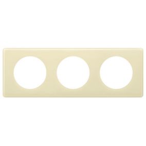 Plaque de finition 3 postes Legrand Céliane 0 988 22 coloris ivoire l.232 x P.8,5 x H.90 mm