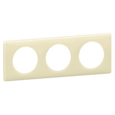 Plaque de finition 3 postes Legrand Céliane 0 988 22 coloris ivoire l.232 x P.8,5 x H.90 mm
