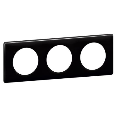 Plaque de finition 3 postes Legrand Céliane 0 988 28 coloris laqué noir l.232 x P.8,5 x H.82 mm