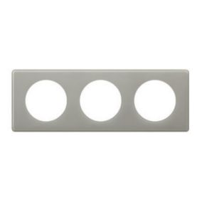 Plaque de finition 3 postes Legrand Céliane 0 988 78 coloris laqué gris perle l.232 x P.8,5 x H.90 mm