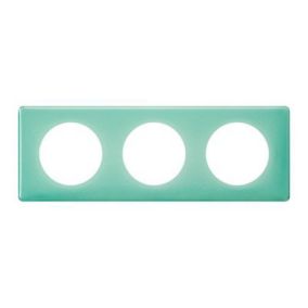 Plaque de finition 3 postes Legrand Céliane 0 988 85 coloris turquoise 50's l.232 x P.8,5 x H.82 mm