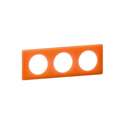 Plaque de finition 3 postes Legrand Céliane 0 988 87 coloris orange 70's l.232 x P.8,5 x H.82 mm
