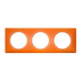 Plaque de finition 3 postes Legrand Céliane 0 988 87 coloris orange 70's l.232 x P.8,5 x H.82 mm