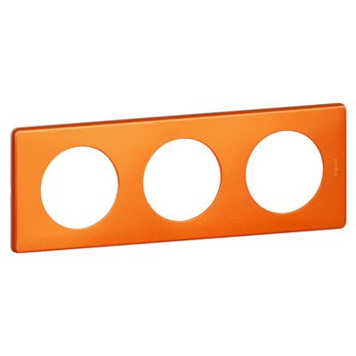 Plaque de finition 3 postes Legrand Céliane 0 988 97 coloris orange snake l.232 x P.8,5 x H.82 mm