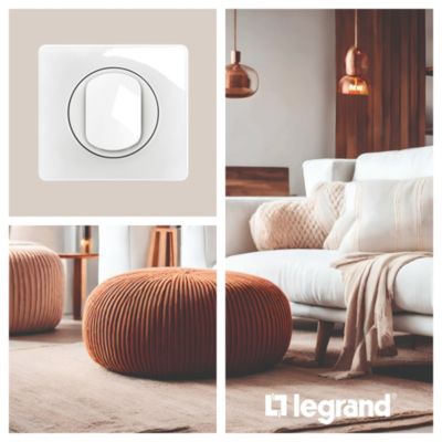 Plaque de finition 3 postes Legrand Céliane CP0023 coloris blanc émaillé l.232 x P.9 x H.82 mm