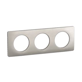 Plaque de finition 3 postes Legrand Céliane CP1723 coloris aluminium satiné l.232 x P.9 x H.82 mm