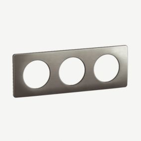 Plaque de finition 3 postes Legrand Céliane CP1823 coloris acier satiné l.232 x P.9 x H.82 mm