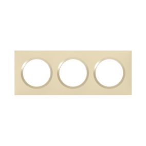 Plaque de finition 3 postes Legrand Dooxie 6 008 13 coloris dune mat avec bague dune brillante l.229 x P.10 x H.87 mm