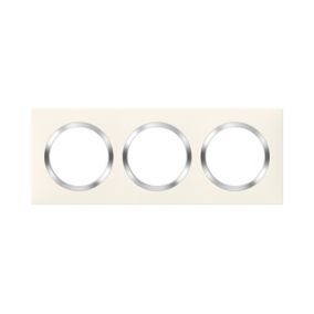 Plaque de finition 3 postes Legrand Dooxie 6 008 43 coloris blanc mat avec bague effet chrome l.229 x P.10 x H.87 mm