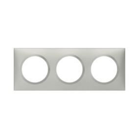 Plaque de finition 3 postes Legrand Dooxie 6 008 53 coloris aluminium l.229 x P.10 x H.87 mm
