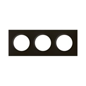 Plaque de finition 3 postes Legrand Dooxie 6 008 63 coloris noir velours l.229 x P.10 x H.87 mm