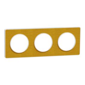 Plaque de finition 3 postes Schneider Electric Odace Kvadrat S520806KY coloris jaune avec liseré blanc l.227 x P.10 x H.85 mm