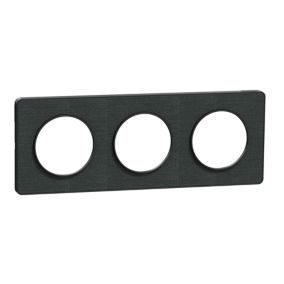 Plaque de finition 3 postes Schneider Electric Odace Kvadrat S540806KB coloris noir avec liseré anthracite l.227 x P.10 x H.85 mm