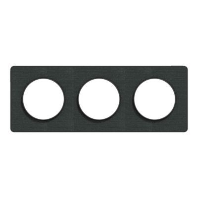 Plaque de finition 3 postes Schneider Electric Odace Kvadrat S540806KB coloris noir avec liseré anthracite l.227 x P.10 x H.85 mm