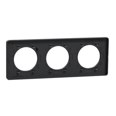 Plaque de finition 3 postes Schneider Electric Odace Kvadrat S540806KB coloris noir avec liseré anthracite l.227 x P.10 x H.85 mm