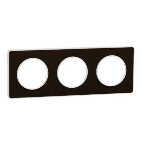 Plaque de finition 3 postes Schneider Electric Odace Touch S520806L coloris bronze avec liseré blanc l.227 x P.10 x H.85 mm