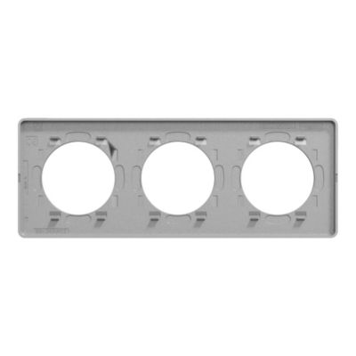 Plaque de finition 3 postes Schneider Electric Odace Touch S530806 coloris aluminium l.227 x P.10 x H.85 mm