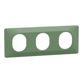Plaque de finition 3 postes Schneider Electric Ovalis S320706B coloris vert forêt l.229 x P.10 x H.87 mm