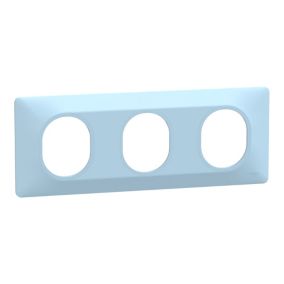 Plaque de finition 3 postes Schneider Electric Ovalis S320706C coloris bleu azurin l.229 x P.10 x H.87 mm