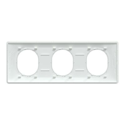 Plaque de finition 3 postes Schneider Electric Ovalis S320706D coloris blanc avec liseré laiton l.229 x P.10 x H.87 mm