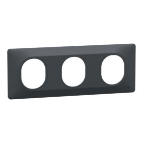 Plaque de finition 3 postes Schneider Electric Ovalis S340706 coloris anthracite l.229 x P.10 x H.87 mm