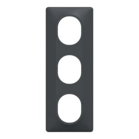 Plaque de finition 3 postes Schneider Electric Ovalis S340726 coloris anthracite l.87 x P.10 x H.229 mm