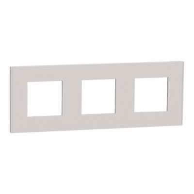 Plaque de finition 3 postes Schneider Electric Unica Déco Essentielle NU600624 coloris gris clair l.230,6 x P.10,25 x H.85 mm