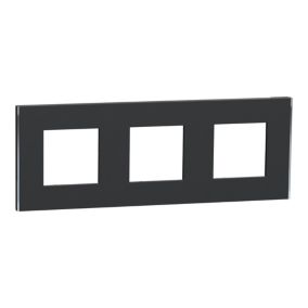 Plaque de finition 3 postes Schneider Electric Unica Déco Subtile NU600643 coloris anthracite avec liseré argent l.230,6 x P.10,25 x H.85 mm