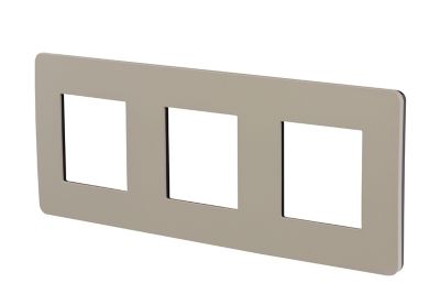 Plaque de finition 3 postes Schneider Electric Unica Studio Color NU280628F coloris taupe avec liseré noir l.227 x P.10 x H.85 mm