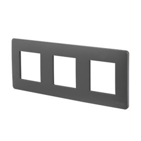 Plaque de finition 3 postes Schneider Electric Unica Studio NU200654F coloris anthracite l.227 x P.10 x H.85 mm