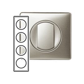 Plaque de finition 4 postes Legrand Céliane 0 689 04 coloris titane l.303 x P.8,5 x H.82 mm