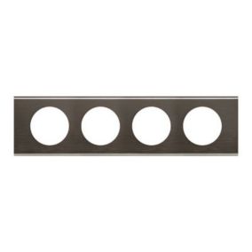 Plaque de finition 4 postes Legrand Céliane 0 690 34 coloris black nickel l.313 x P.8,5 x H.83 mm