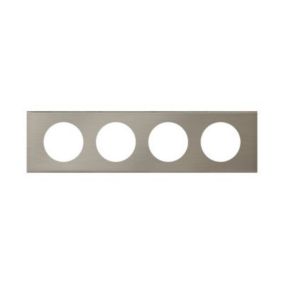 Plaque de finition 4 postes Legrand Céliane 0 691 04 coloris inox brossé l.313 x P.8,5 x H.82 mm